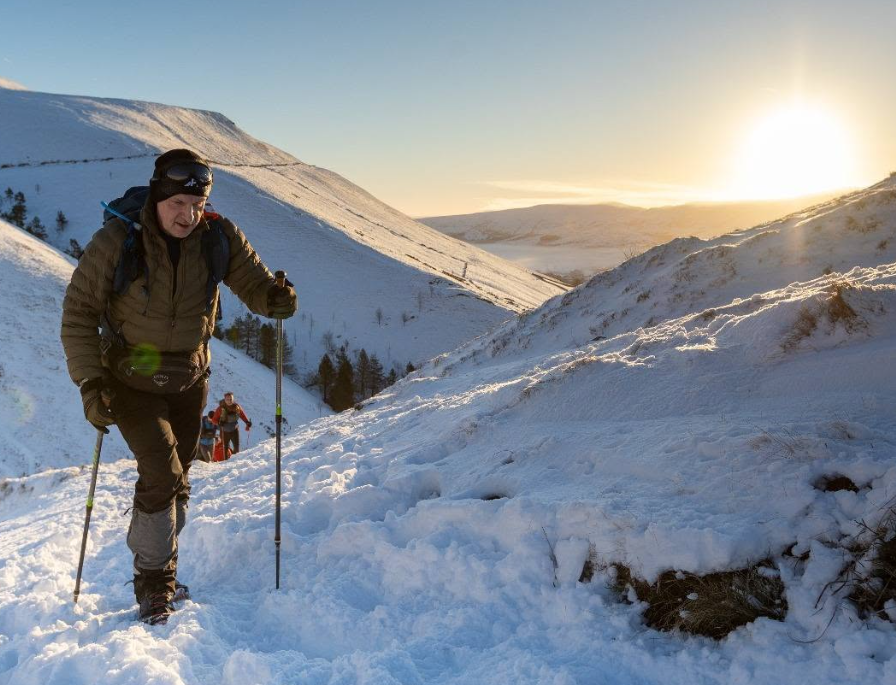 Team of operations and logistics leaders outdoors in snow